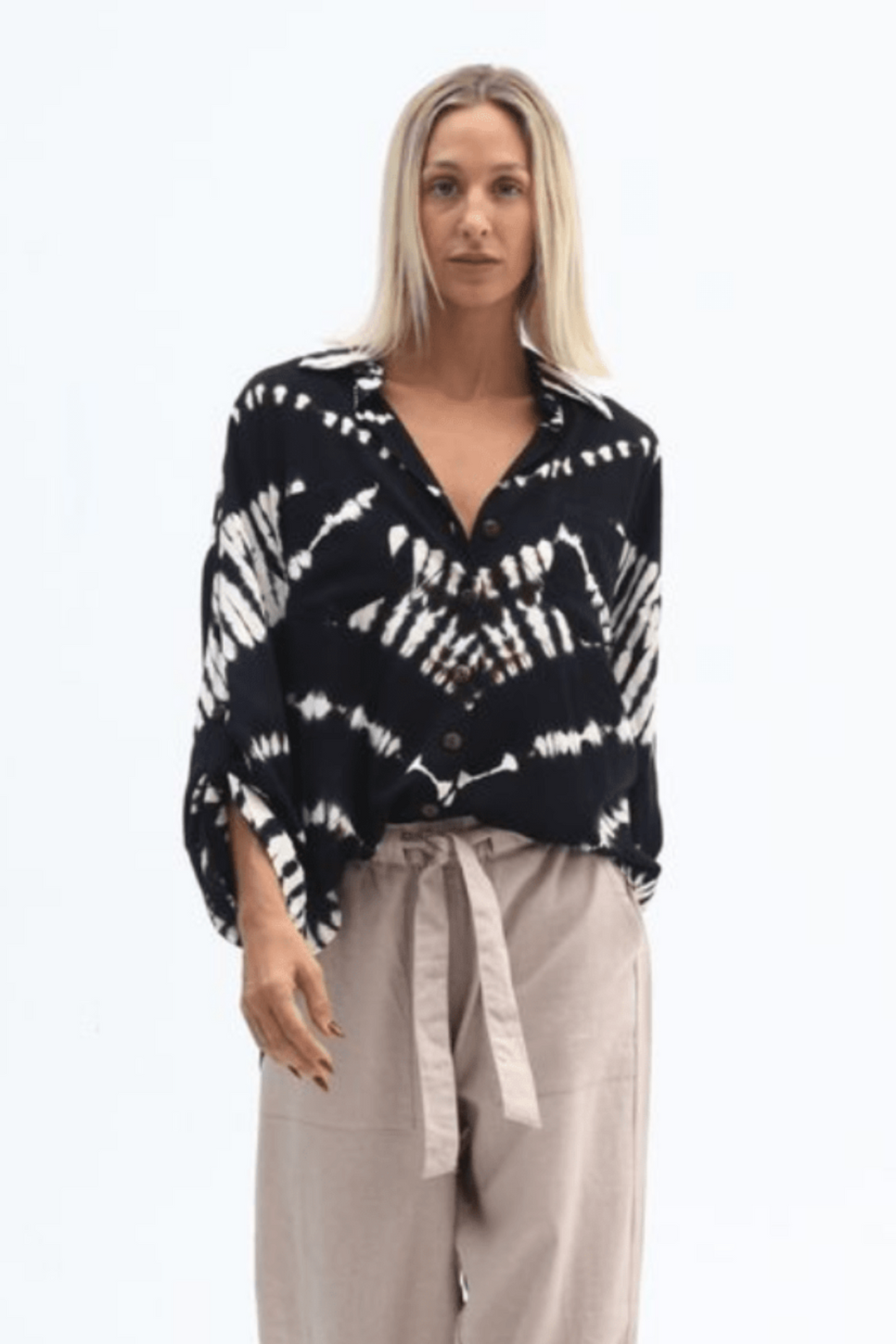 Amaya L/S Shirt - Black/Cream Ombre - CB69 - Pizazz BoutiqueCarbon The Label