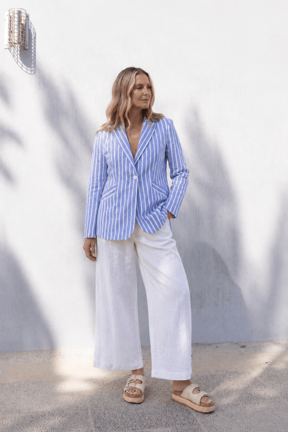 Amelia Stripe Blazer - Blue - TT37 - Pizazz BoutiqueTwo-T's