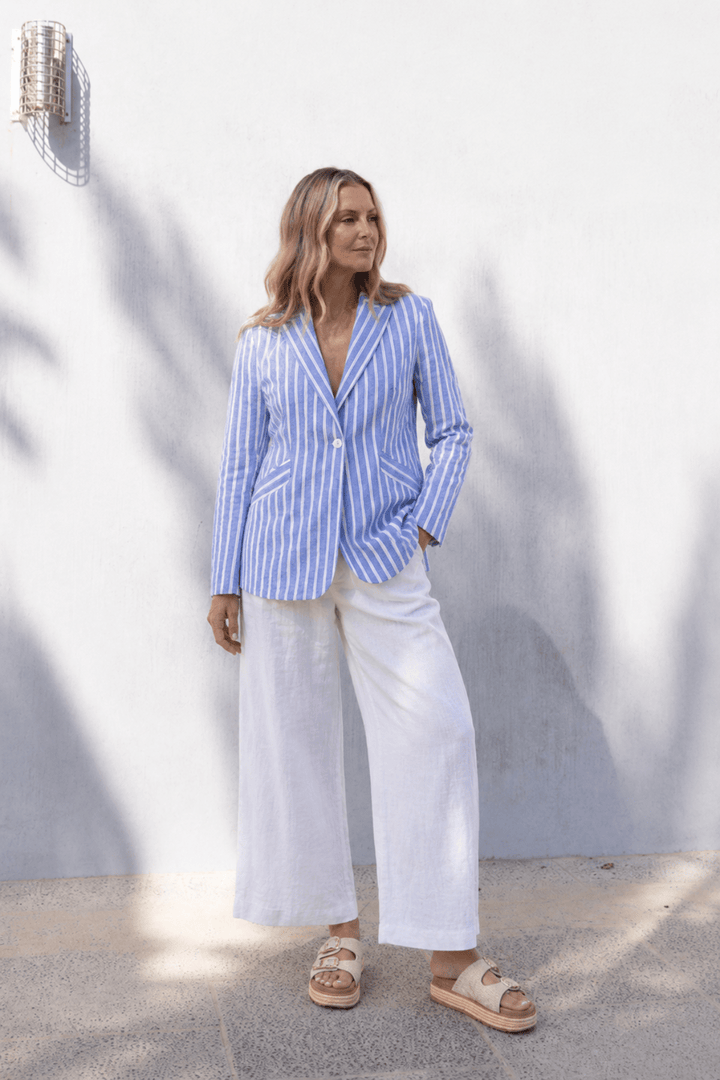 Amelia Stripe Blazer - Blue - TT37 - Pizazz BoutiqueTwo-T's