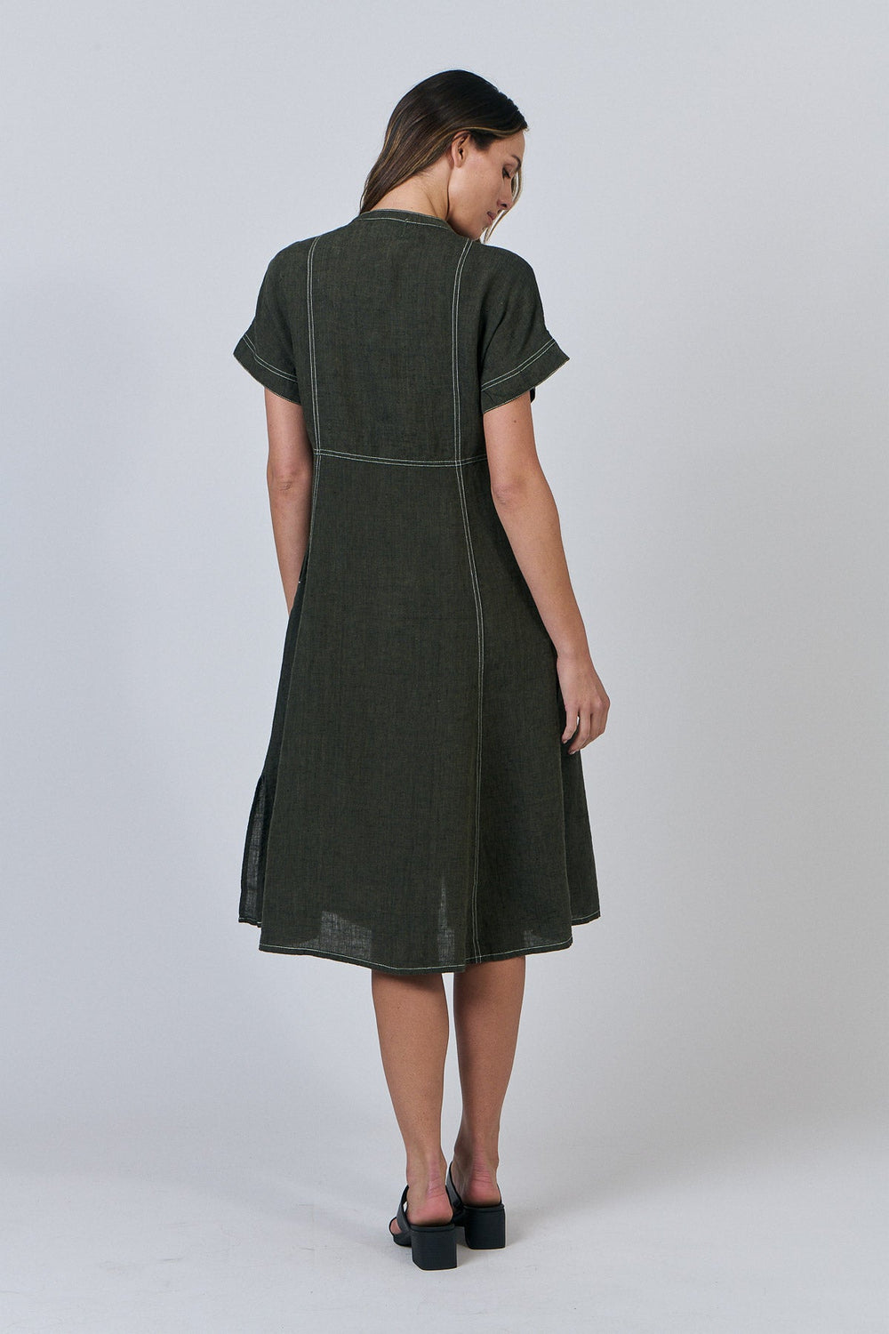 Amity Linen Dress - Licorice - OJ15 - Pizazz BoutiqueNaturals By O & J