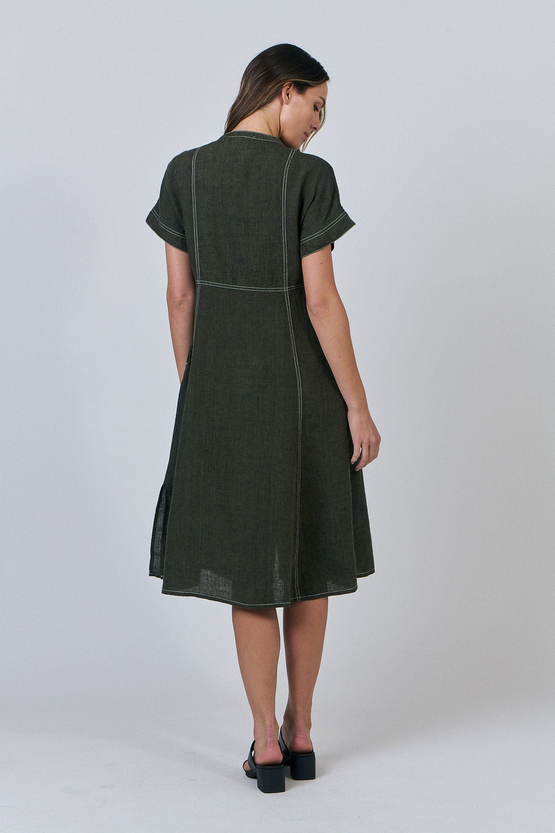 Amity Linen Dress - Licorice - OJ15 - Pizazz BoutiqueNaturals By O & J