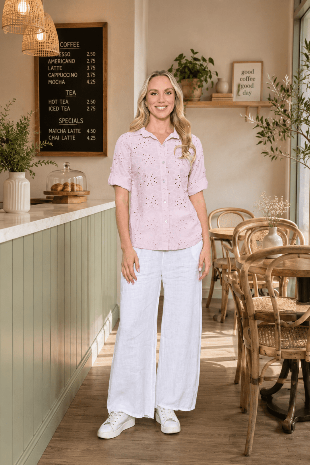 Ana Anglaise Shirt - Pink - CC25 - Pizazz BoutiqueCali & Co