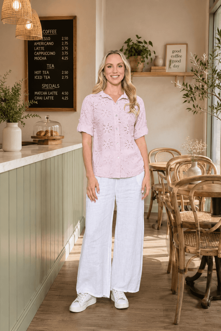 Ana Anglaise Shirt - Pink - CC25 - Pizazz BoutiqueCali & Co