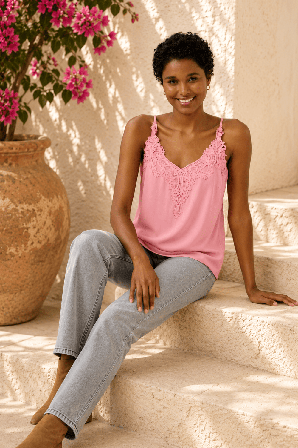 Anna Top - Pink - CM3 - Pizazz BoutiqueCream