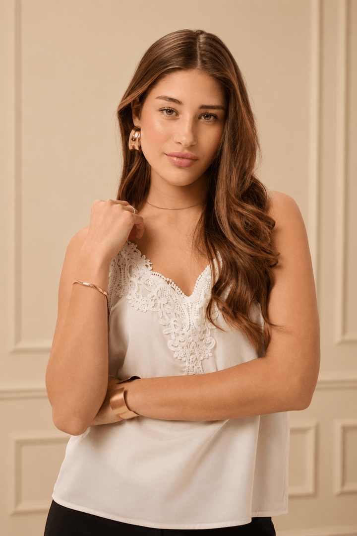 Anna Top - White - CM3 - Pizazz BoutiqueCream