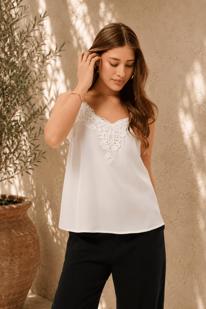 Anna Top - White - CM3 - Pizazz BoutiqueCream