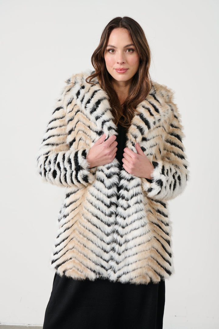 Anya Chevron Coat - CJ2 - Pizazz BoutiqueCaju