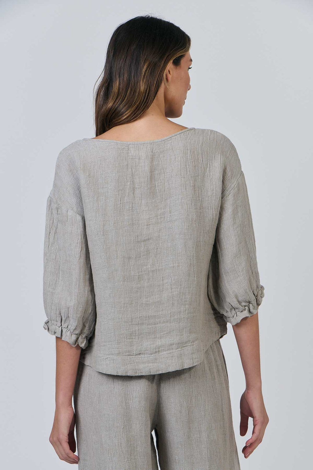 Aria Linen Shirt - Cement - OJ22 - Pizazz BoutiqueNaturals By O & J