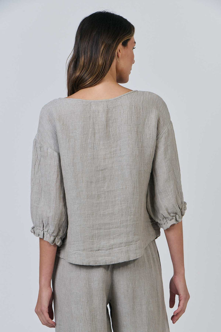 Aria Linen Shirt - Cement - OJ22 - Pizazz BoutiqueNaturals By O & J
