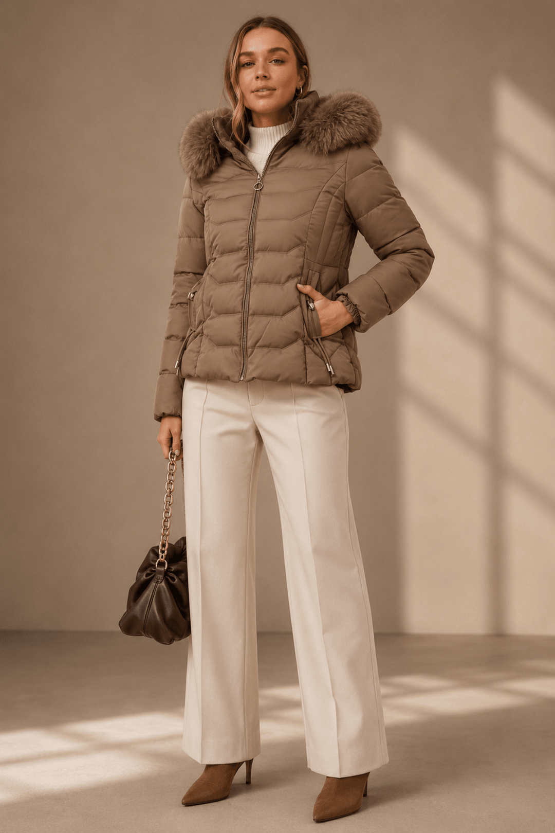 Aspen Luxe Puffer - Natural - CK42 - Pizazz BoutiqueCaroline Morgan