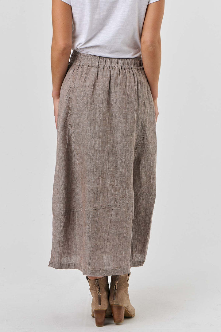 Asymmetric Linen Skirt - Truffle - OJ9 - Pizazz BoutiqueNaturals By O & J
