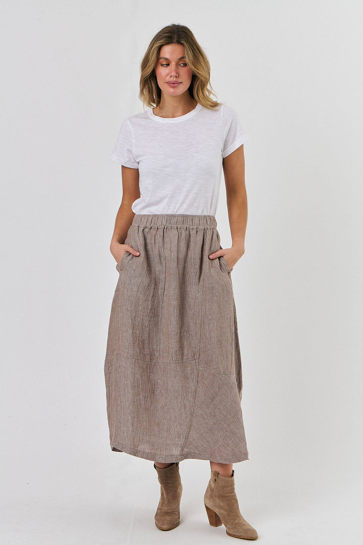 Asymmetric Linen Skirt - Truffle - OJ9 - Pizazz BoutiqueNaturals By O & J