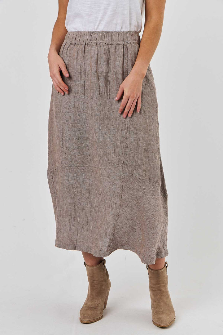 Asymmetric Linen Skirt - Truffle - OJ9 - Pizazz BoutiqueNaturals By O & J