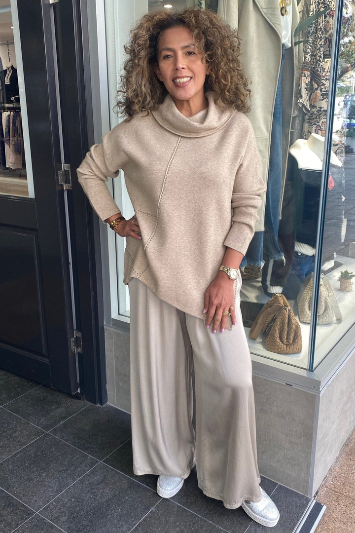 Asymmetrical Pullover Sweater - Oatmeal - JR82 - Pizazz BoutiqueJoseph Ribkoff
