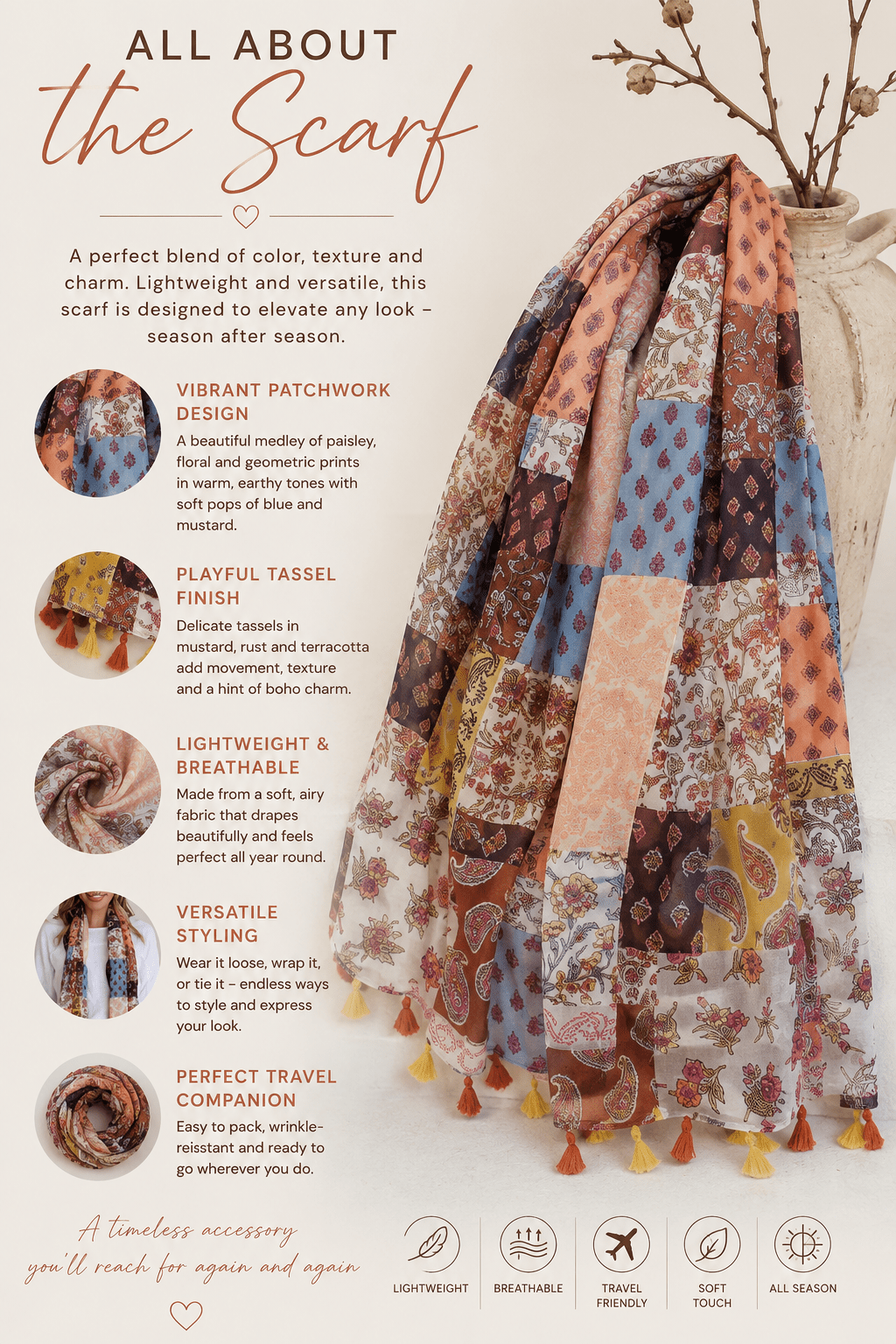 Autumn Scarf - Multi - FR18 - Pizazz BoutiqueFree Spirit