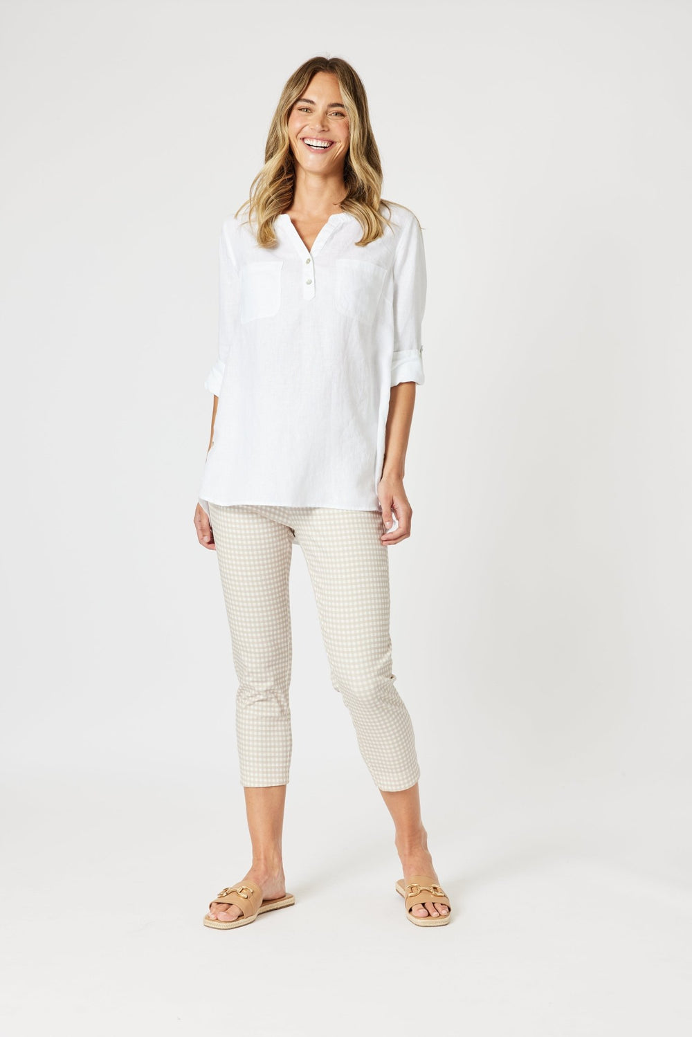 Ava Linen Shirt - White - GS32 - Pizazz BoutiqueGordon smith
