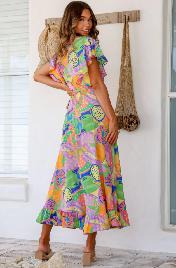 Ava Wrap Dress - Melon - LT3