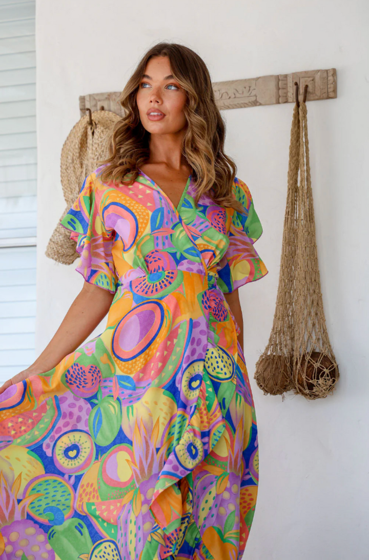 Ava Wrap Dress - Melon - LT3