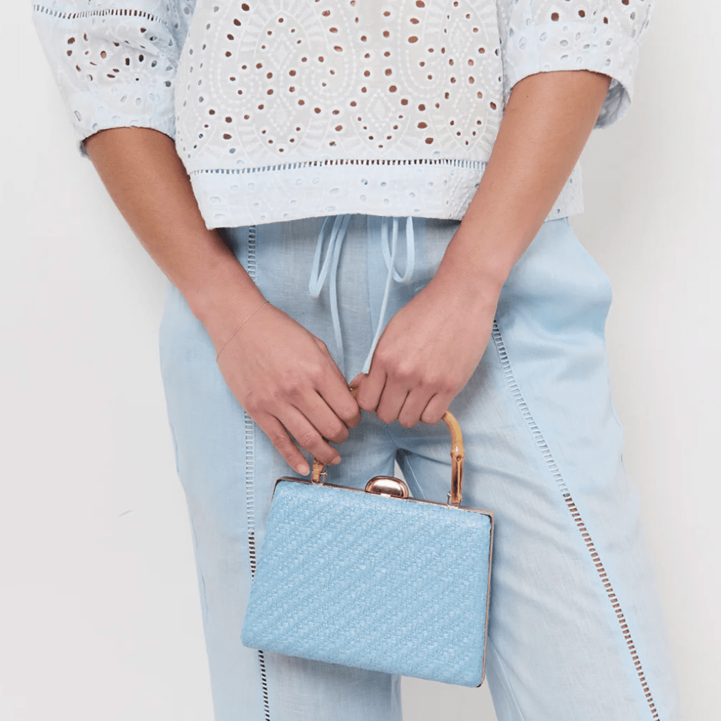 Bamboo Handle bag - Blue - AD14 - Pizazz BoutiqueAdorne