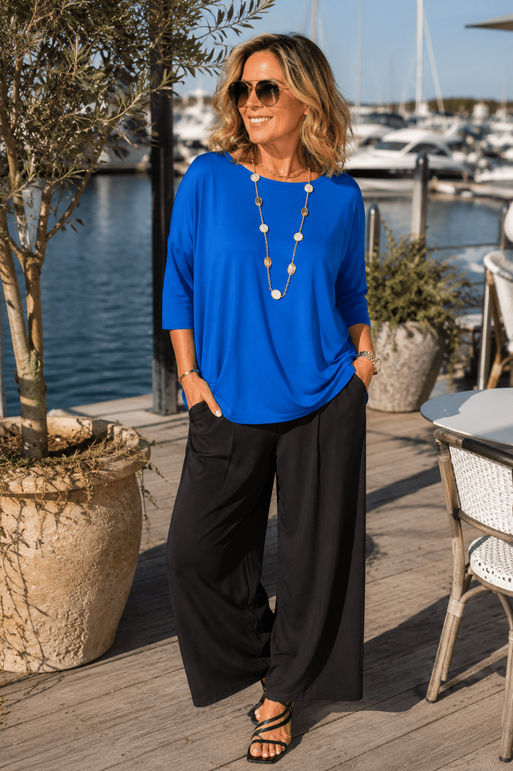 Bamboo Hi-Lo Top - Royal Blue - BO4 - Pizazz BoutiqueBamboo