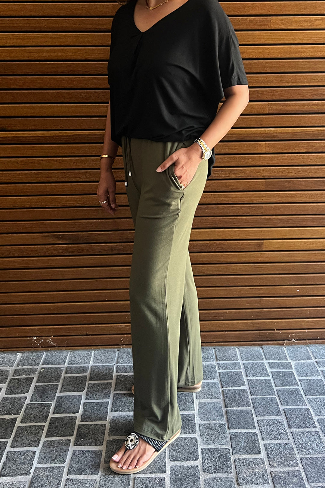 Louise Bamboo Pants - Olive - BO6