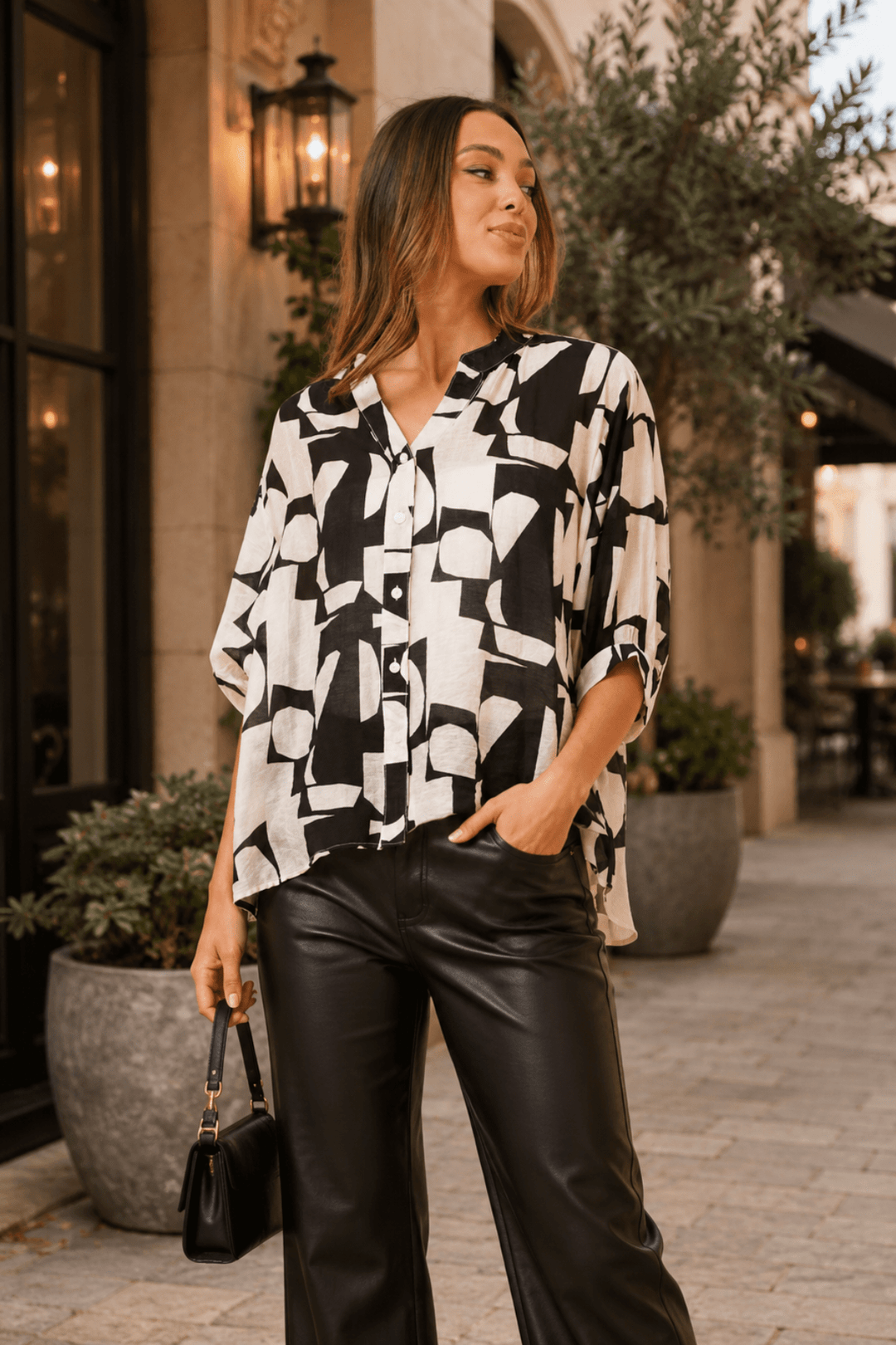 Belina Black Geo Shirt - CK25 - Pizazz BoutiqueCaroline Morgan