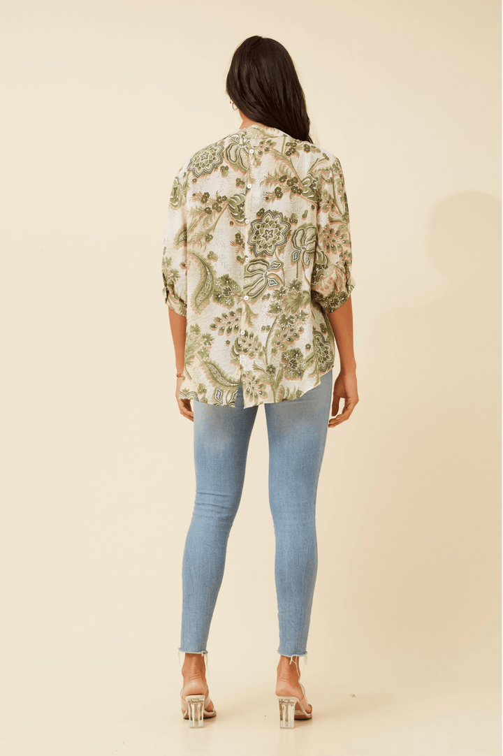 Belina Floral Shirt - Olive - CK25 - Pizazz BoutiqueCaroline Morgan