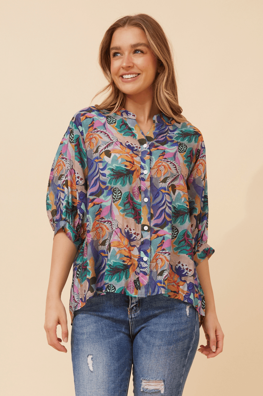 Belina Tropical Shirt - Multi Green - CK27 - Pizazz BoutiqueCaroline Morgan