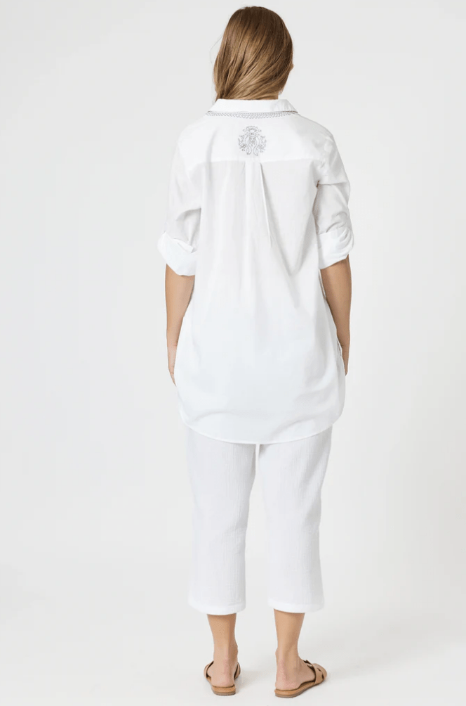 Bella Embroidered Blouse - White - TZ16 - Pizazz BoutiqueThreadz