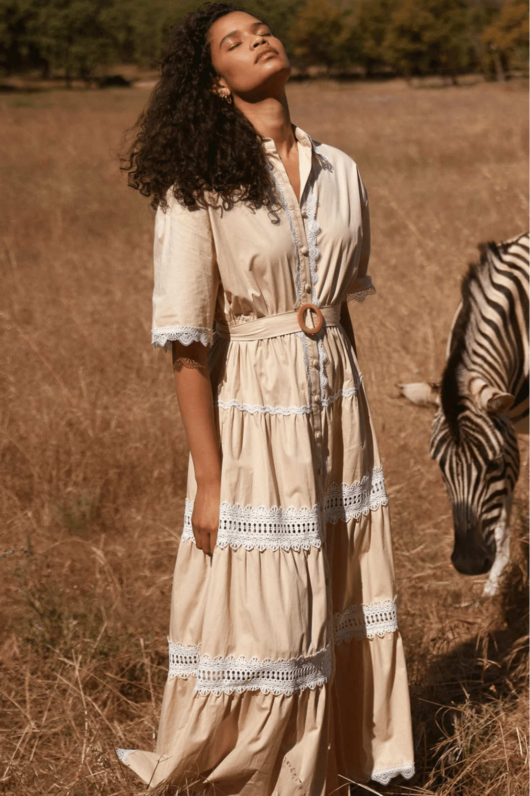 Betty Dress - Beige - M1 - Pizazz BoutiqueMiss June