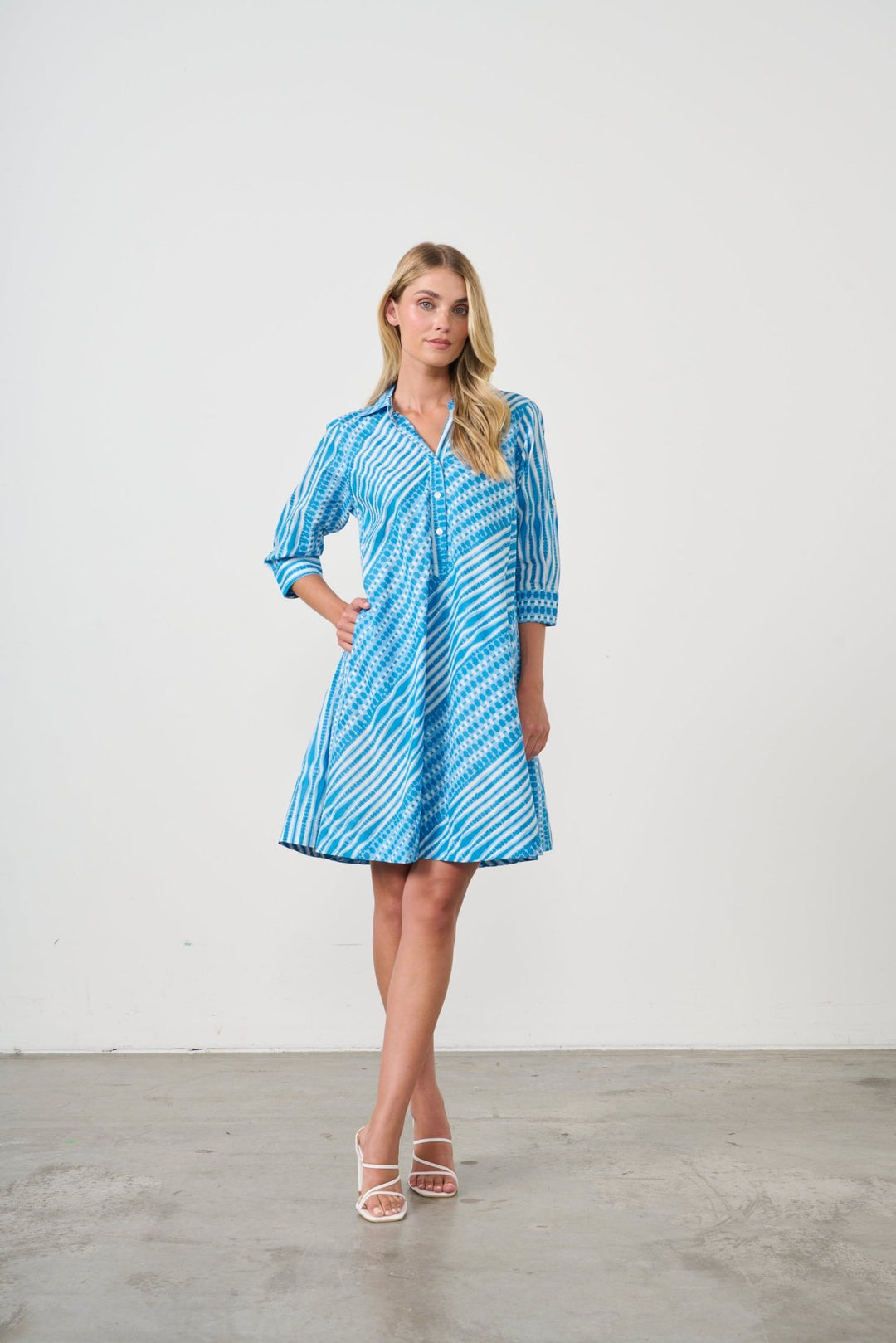 Bias Cut Swing Dress - Blue - CJ14 - Pizazz BoutiqueCaju