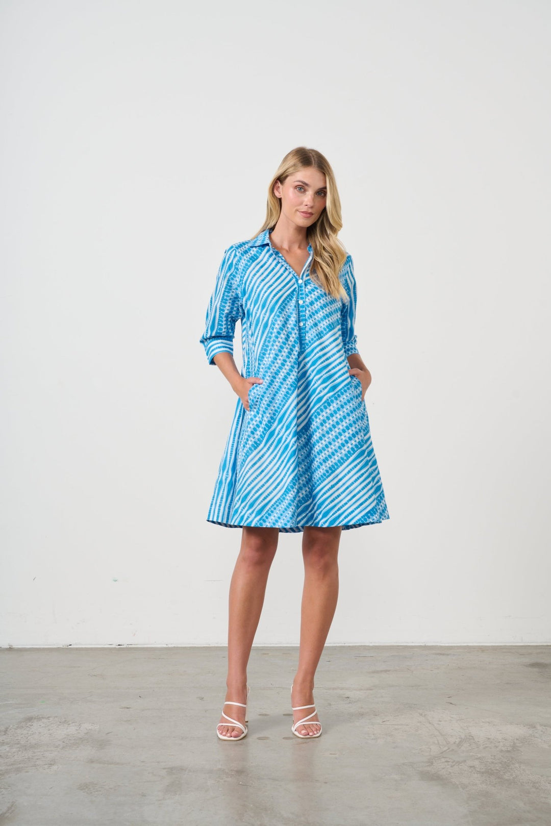 Bias Cut Swing Dress - Blue - CJ14 - Pizazz BoutiqueCaju