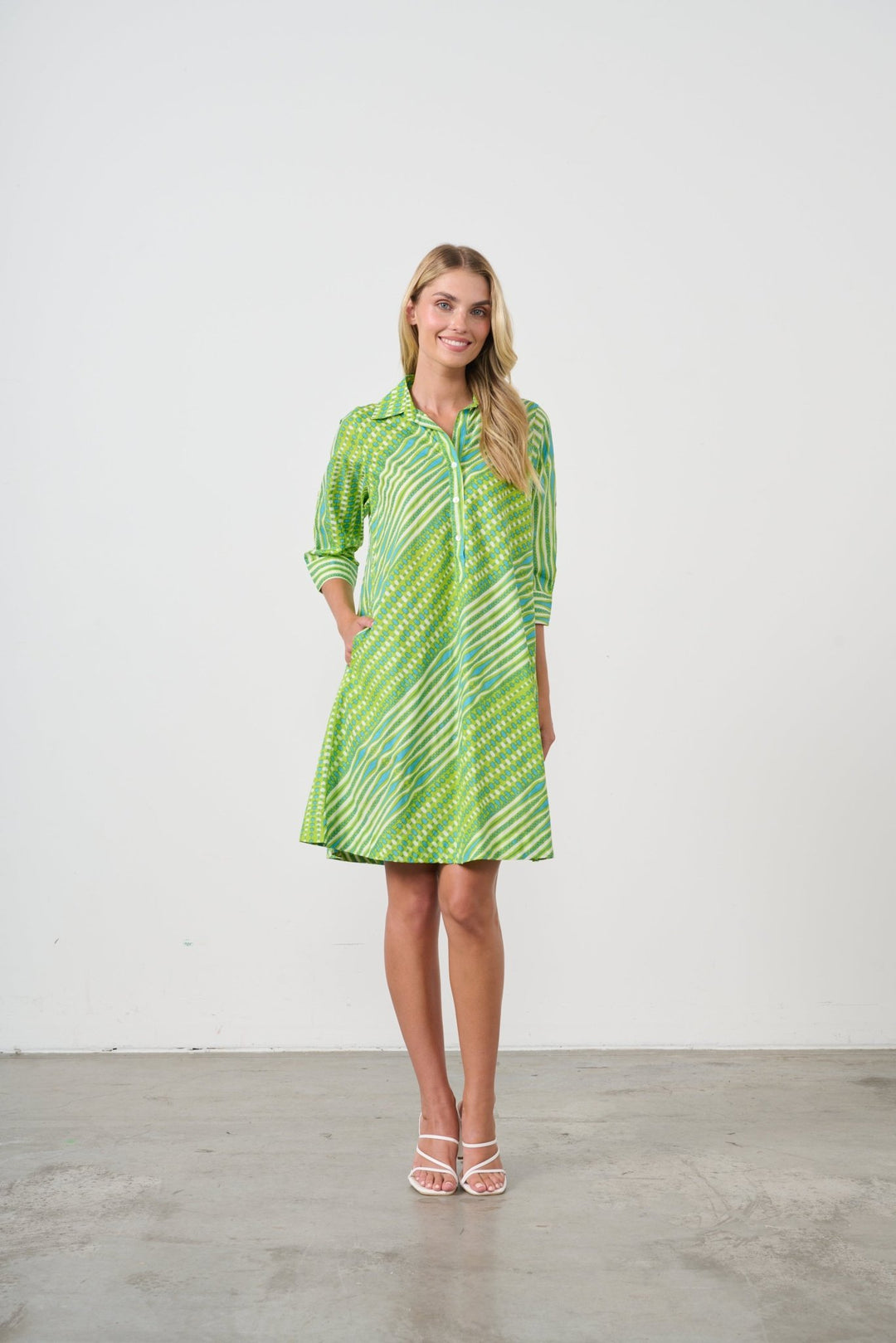 Bias Cut Swing Dress - Green - CJ14 - Pizazz BoutiqueCaju