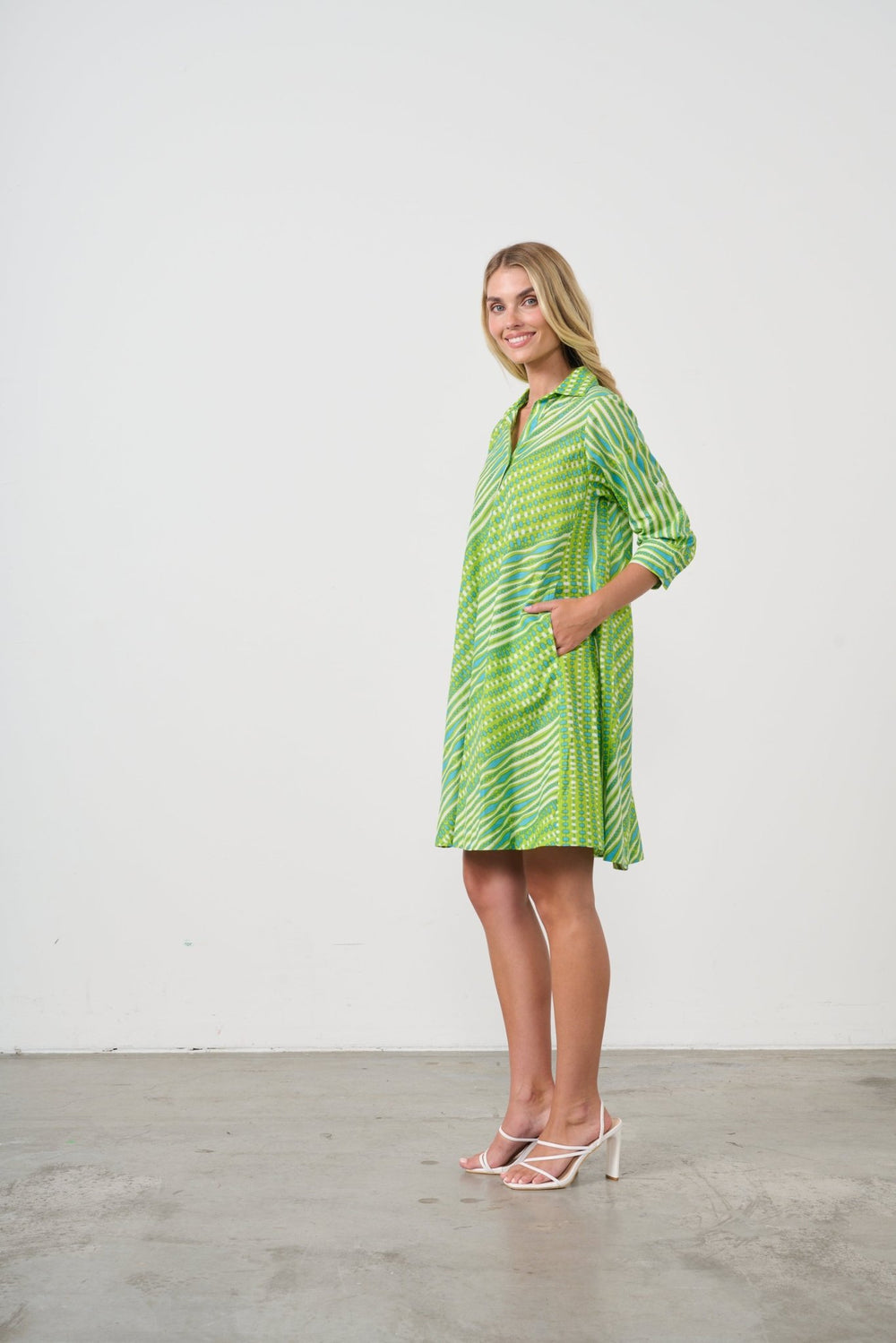 Bias Cut Swing Dress - Green - CJ14 - Pizazz BoutiqueCaju