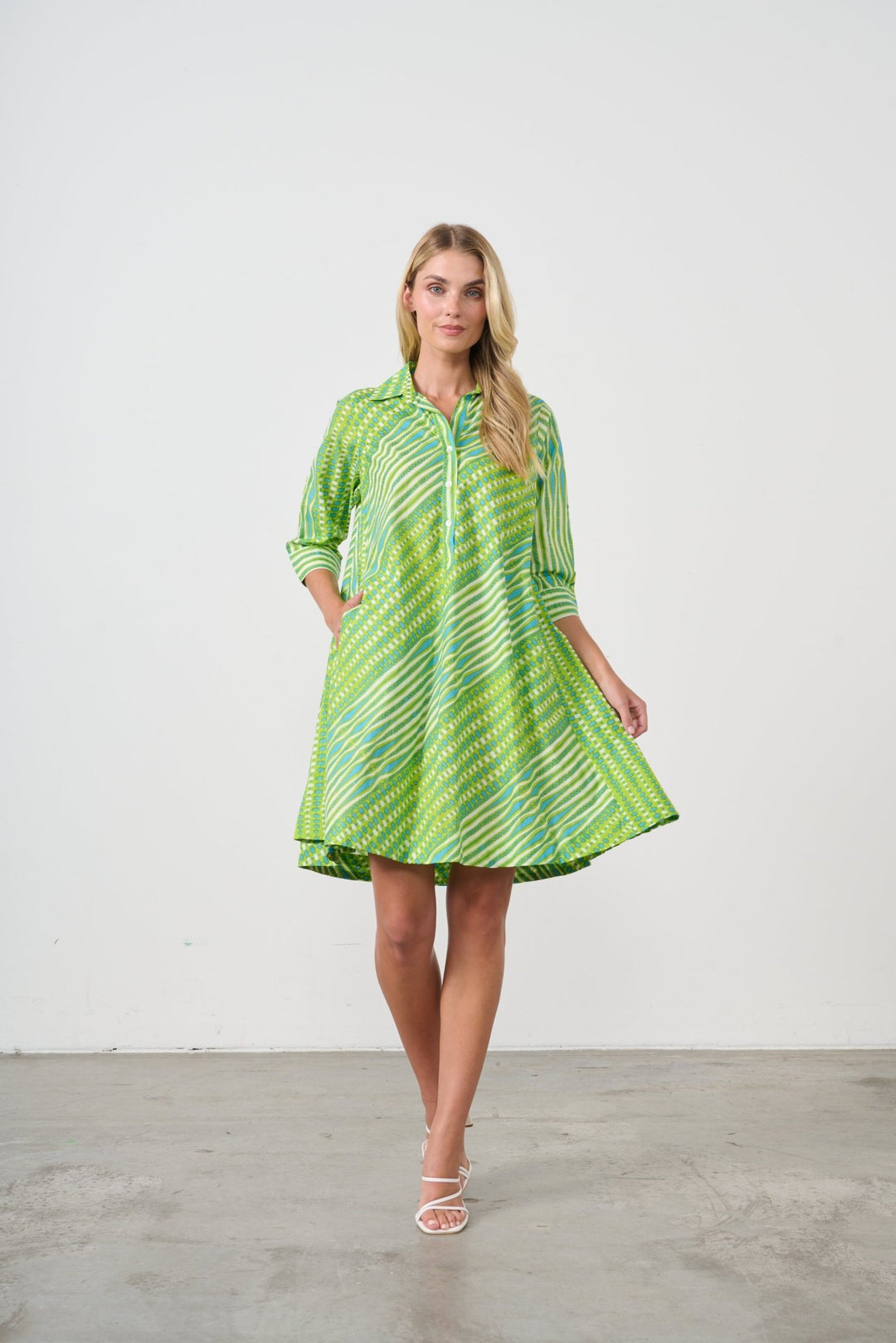 Bias Cut Swing Dress - Green - CJ14 - Pizazz BoutiqueCaju