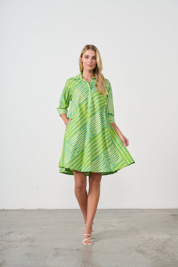 Bias Cut Swing Dress - Green - CJ14 - Pizazz BoutiqueCaju