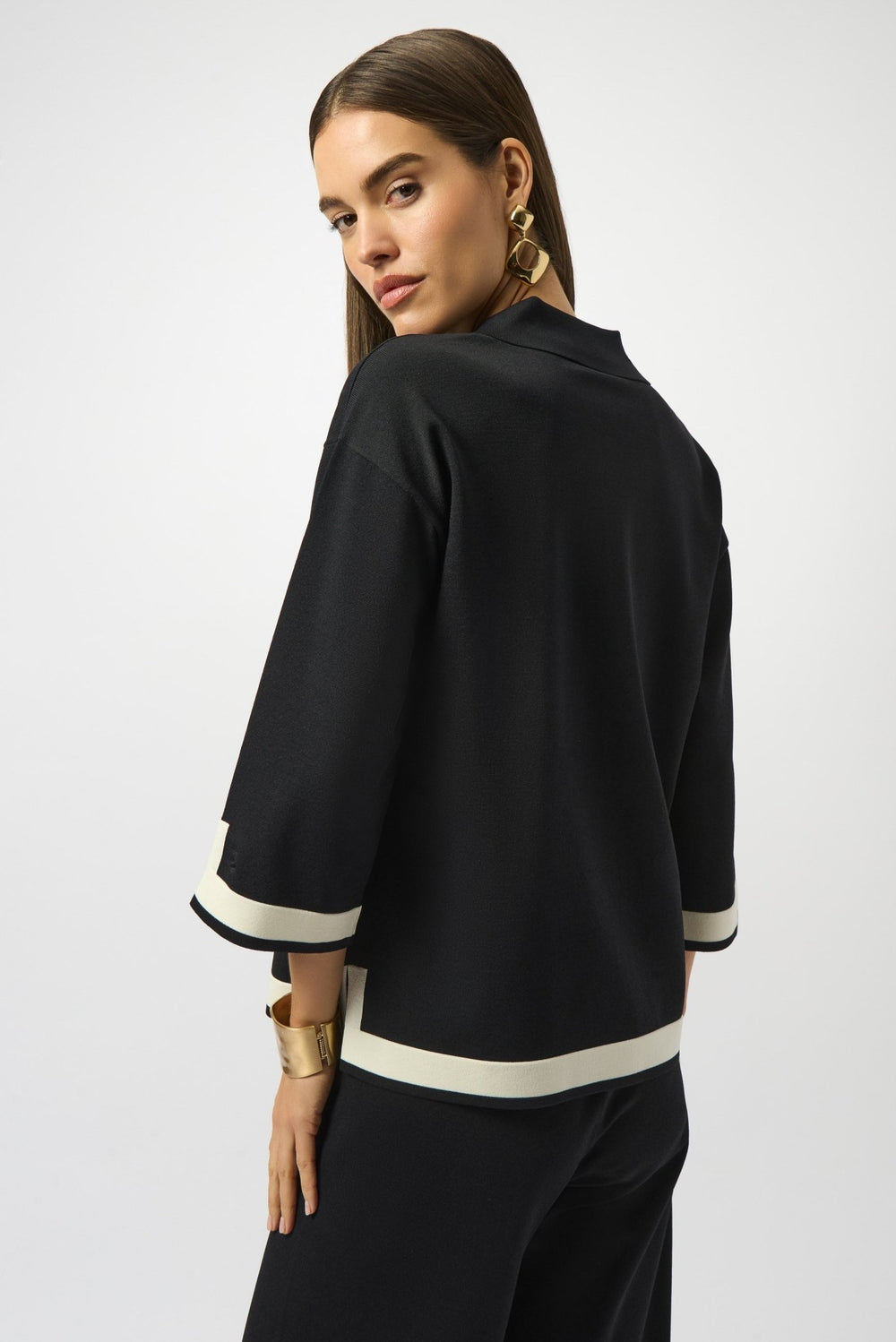 Black Knit Block Top - JR80 - Pizazz BoutiqueJoseph Ribkoff