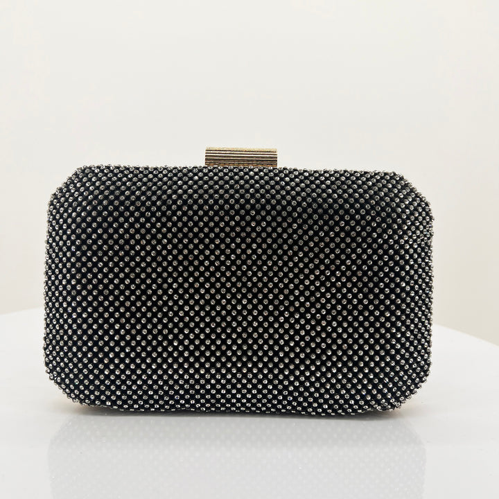 Diamante Mesh Clutch - Black Crystal - AD17