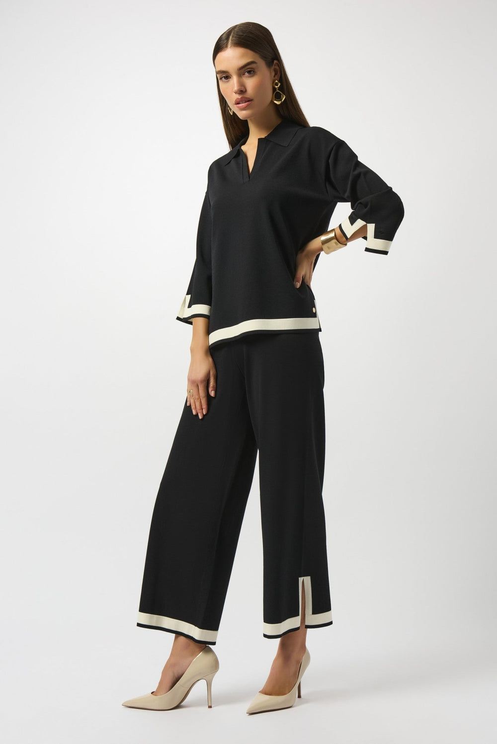 Block Knit Culotte Pants - Black - JR81 - Pizazz BoutiqueJoseph Ribkoff