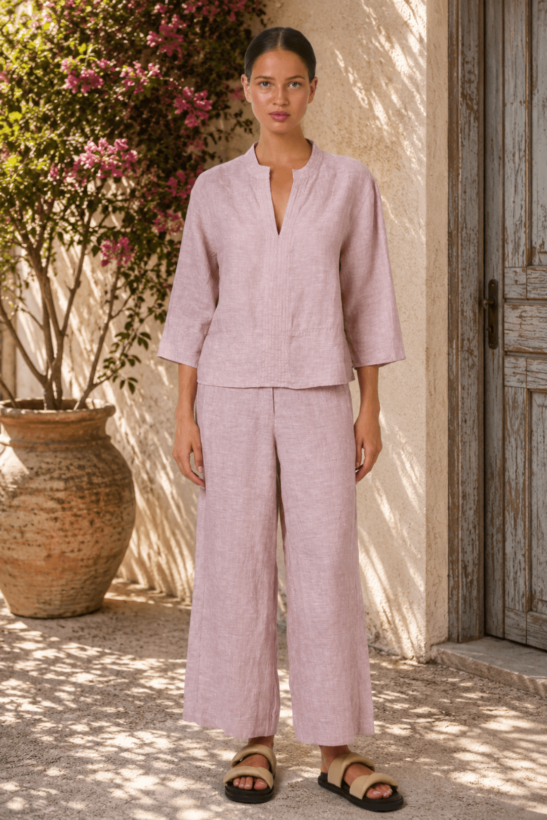Blush Linen Top - OJ93 - Pizazz BoutiqueNaturals By O & J