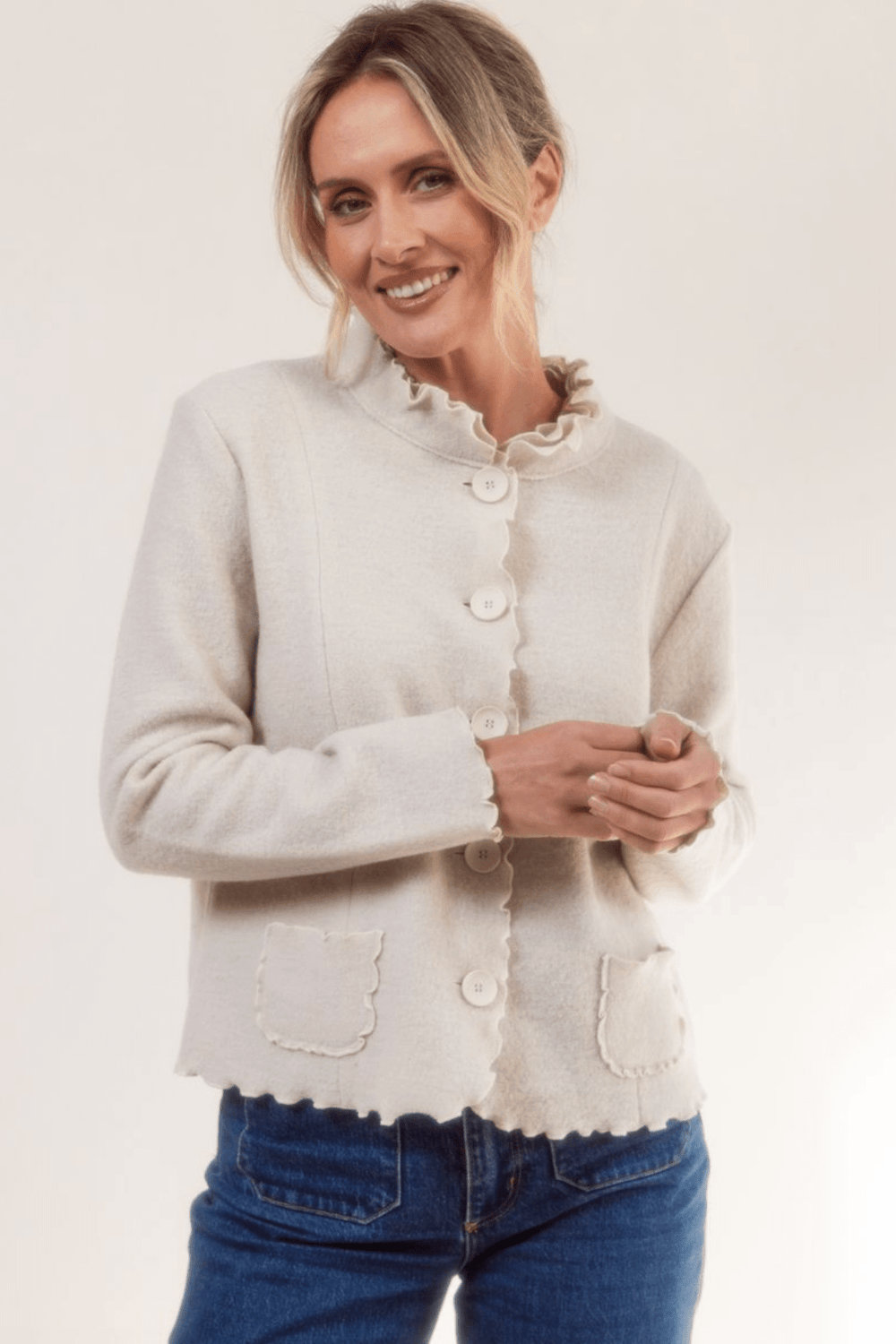 Boiled Wool Jacket - Cream - SS21 - Pizazz BoutiqueSee Saw