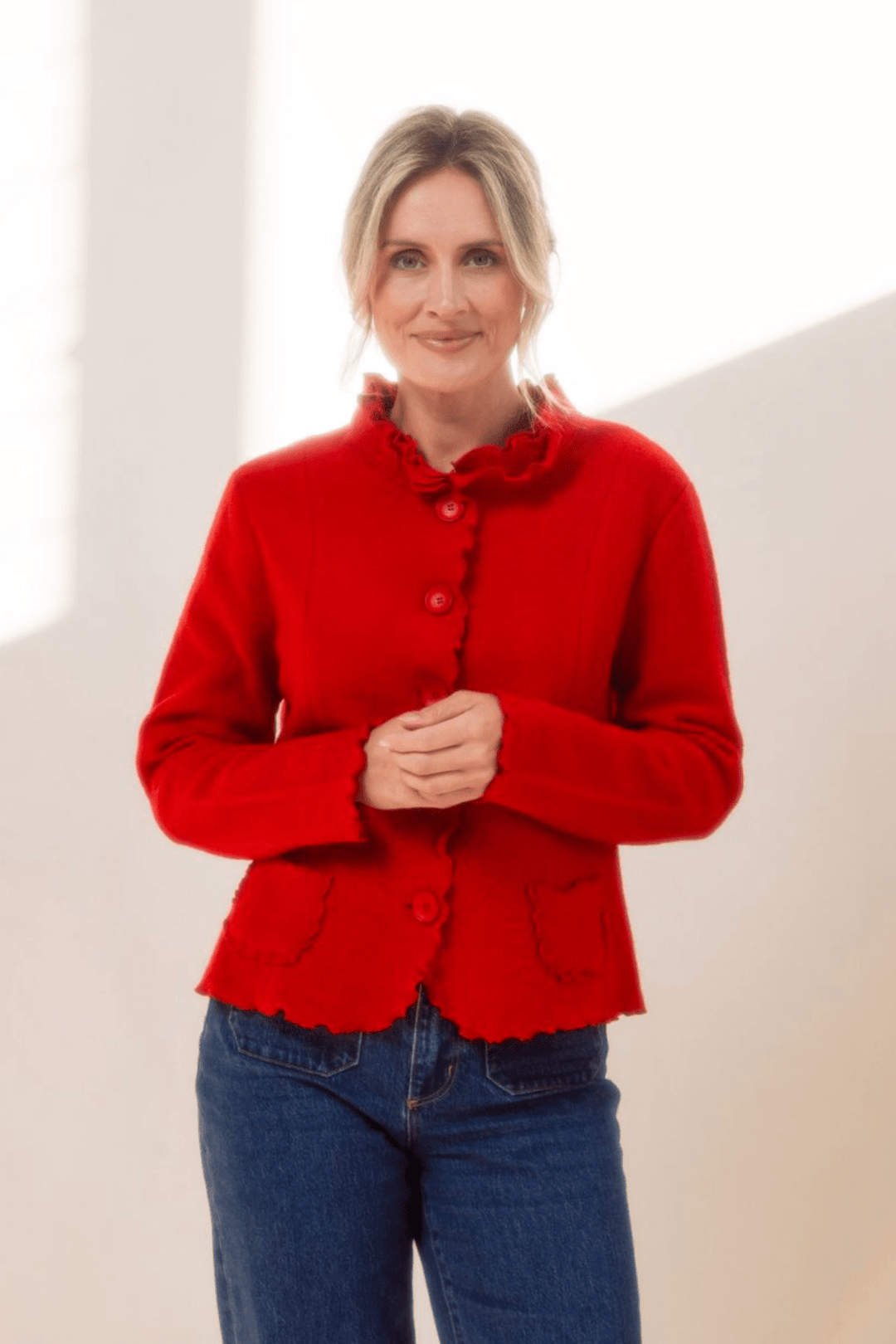 Boiled Wool Jacket - Red - SS21 - Pizazz BoutiqueSee Saw