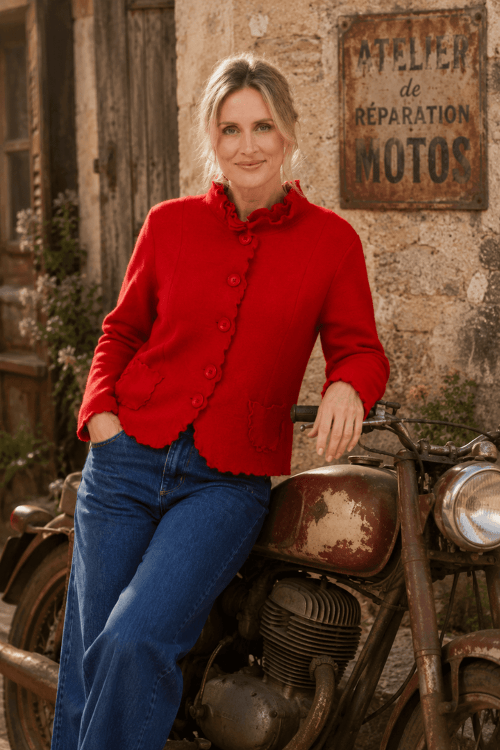 Boiled Wool Jacket -Red - SS21 - Pizazz BoutiqueSee Saw