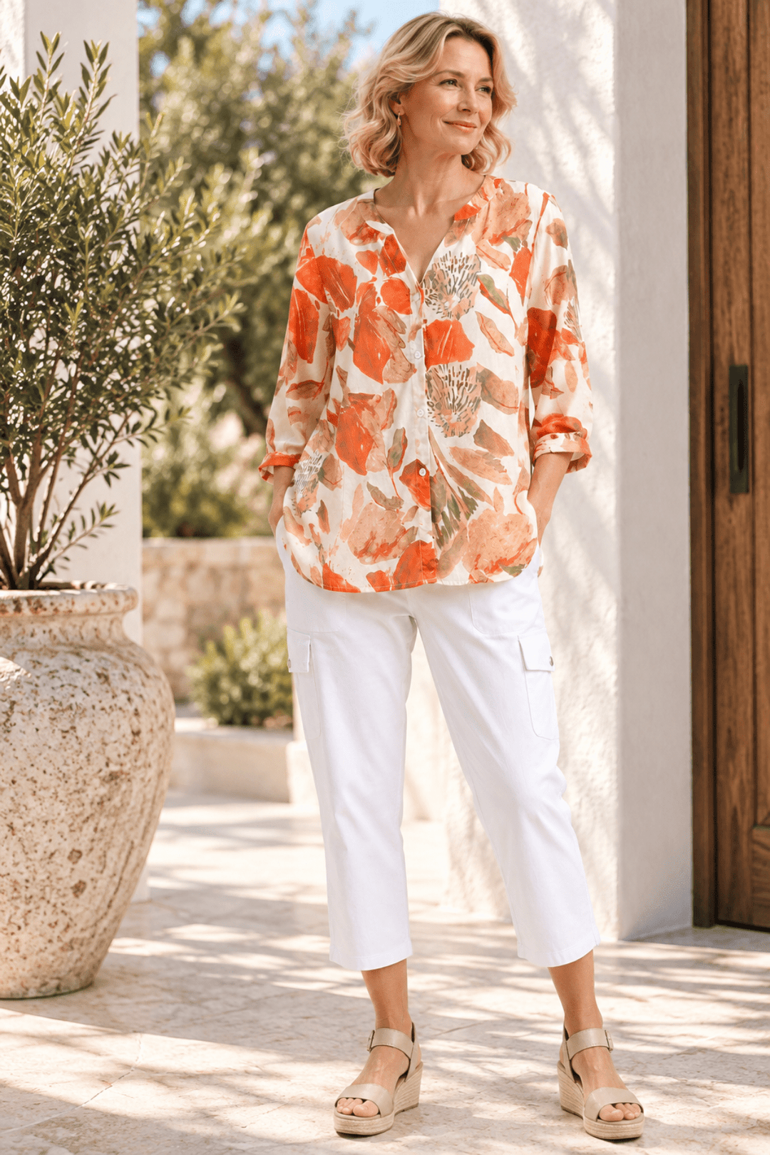 Botanical Breeze Shirt - Orange - W4 - Pizazz BoutiqueWhispers