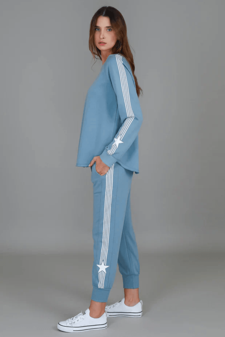 Britney Star Stripe Sweater - Pigeon - RD13 - Pizazz Boutique3RD STORY