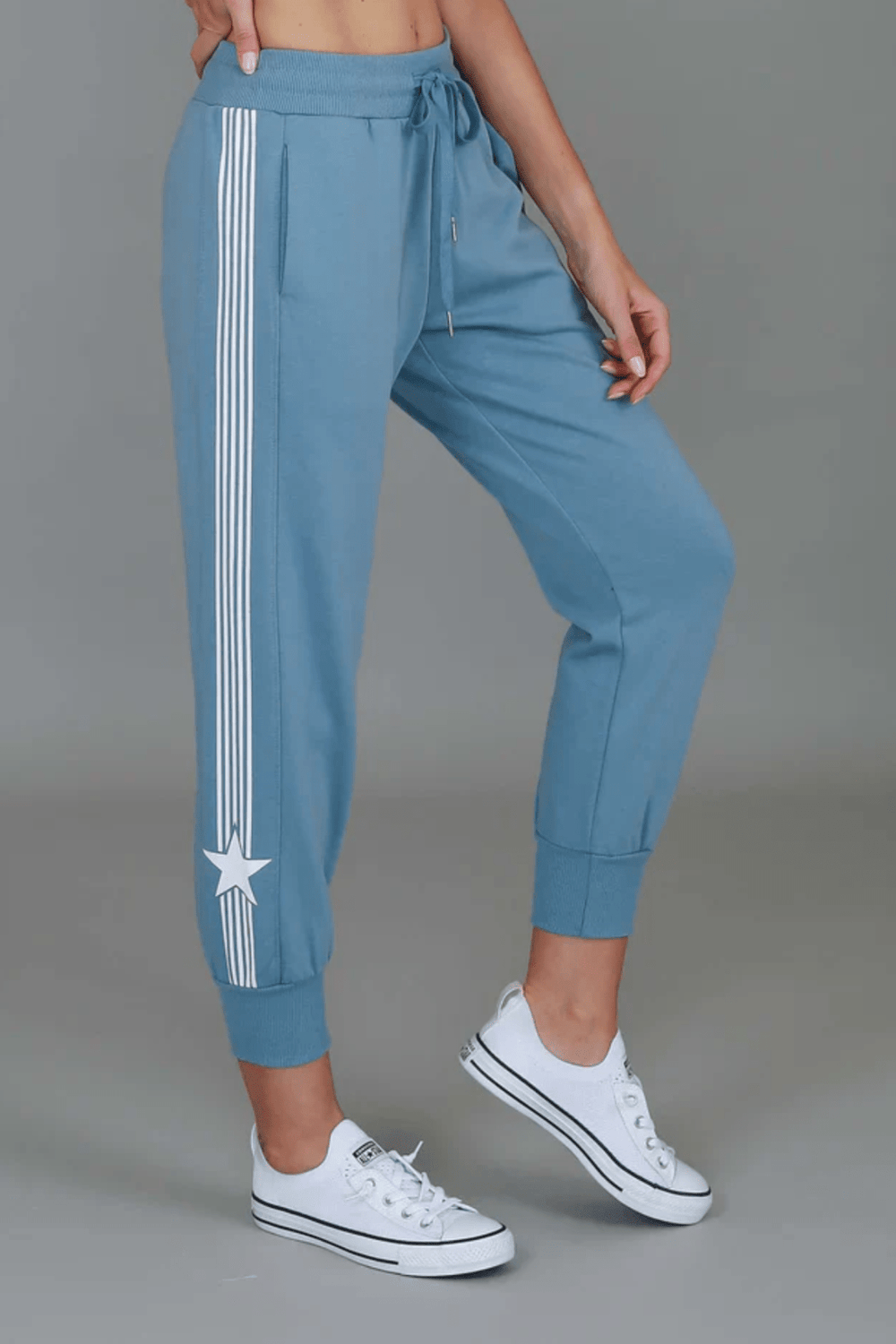 Britney Star Stripe Sweatpants - Pigeon - RD12 - Pizazz Boutique3RD STORY