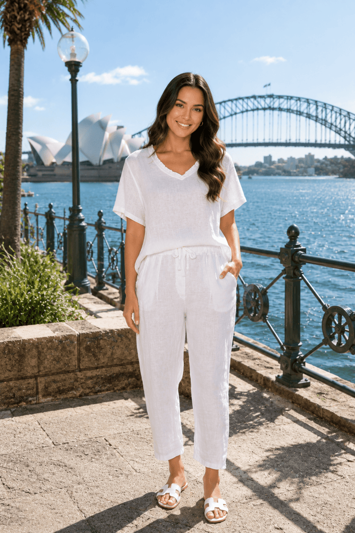 Byron Pant - White - CC31 - Pizazz BoutiqueCali & Co