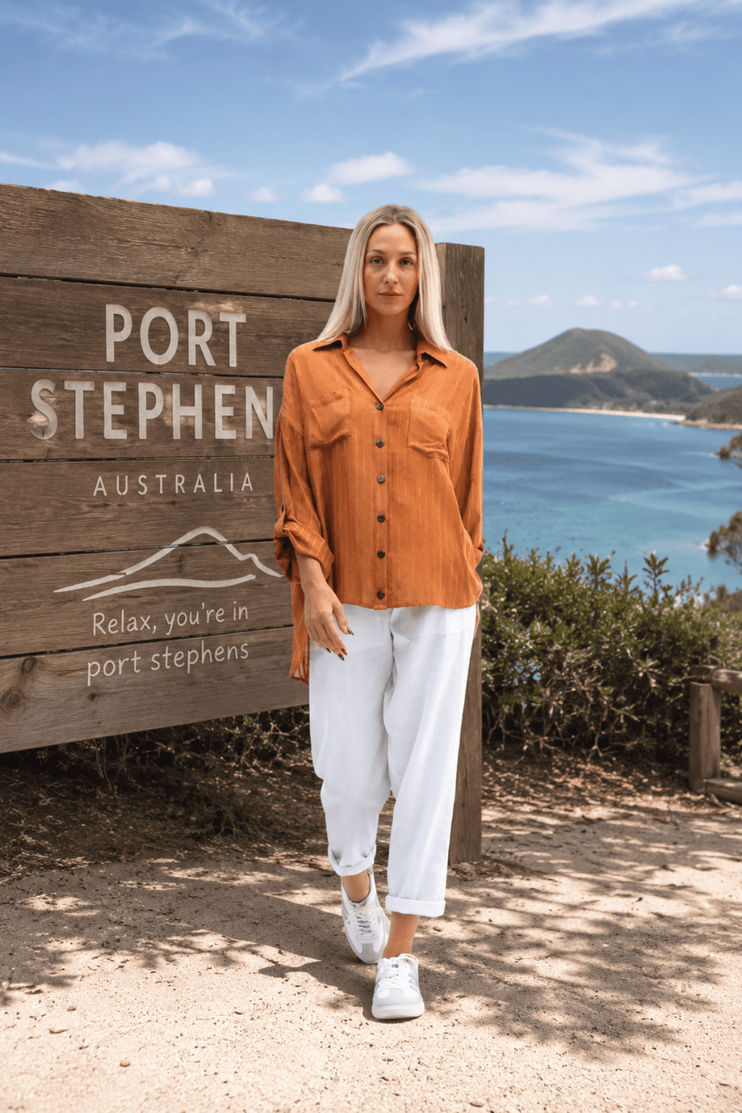 Caitlin Striped Shirt - Clay - CB16 - Pizazz BoutiqueCarbon The Label