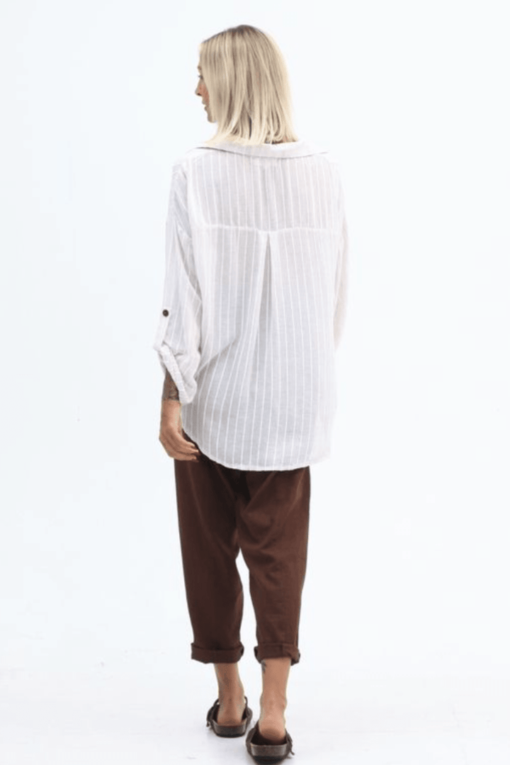 Caitlin Striped Shirt - Natural - CB16 - Pizazz BoutiqueCarbon The Label