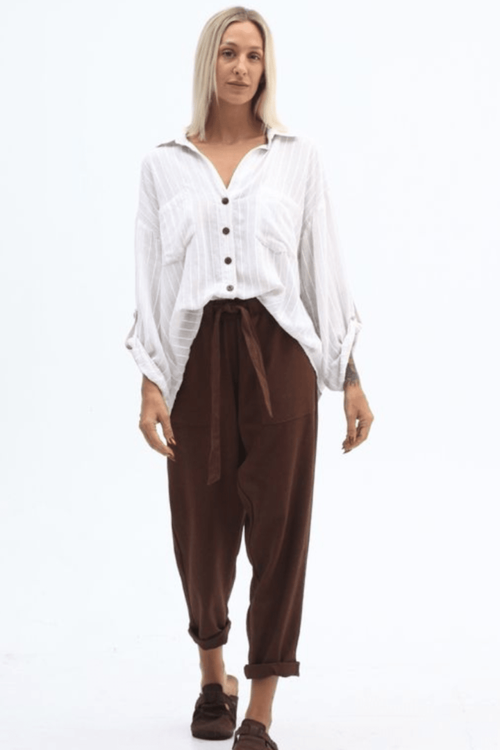 Caitlin Striped Shirt - Natural - CB16 - Pizazz BoutiqueCarbon The Label